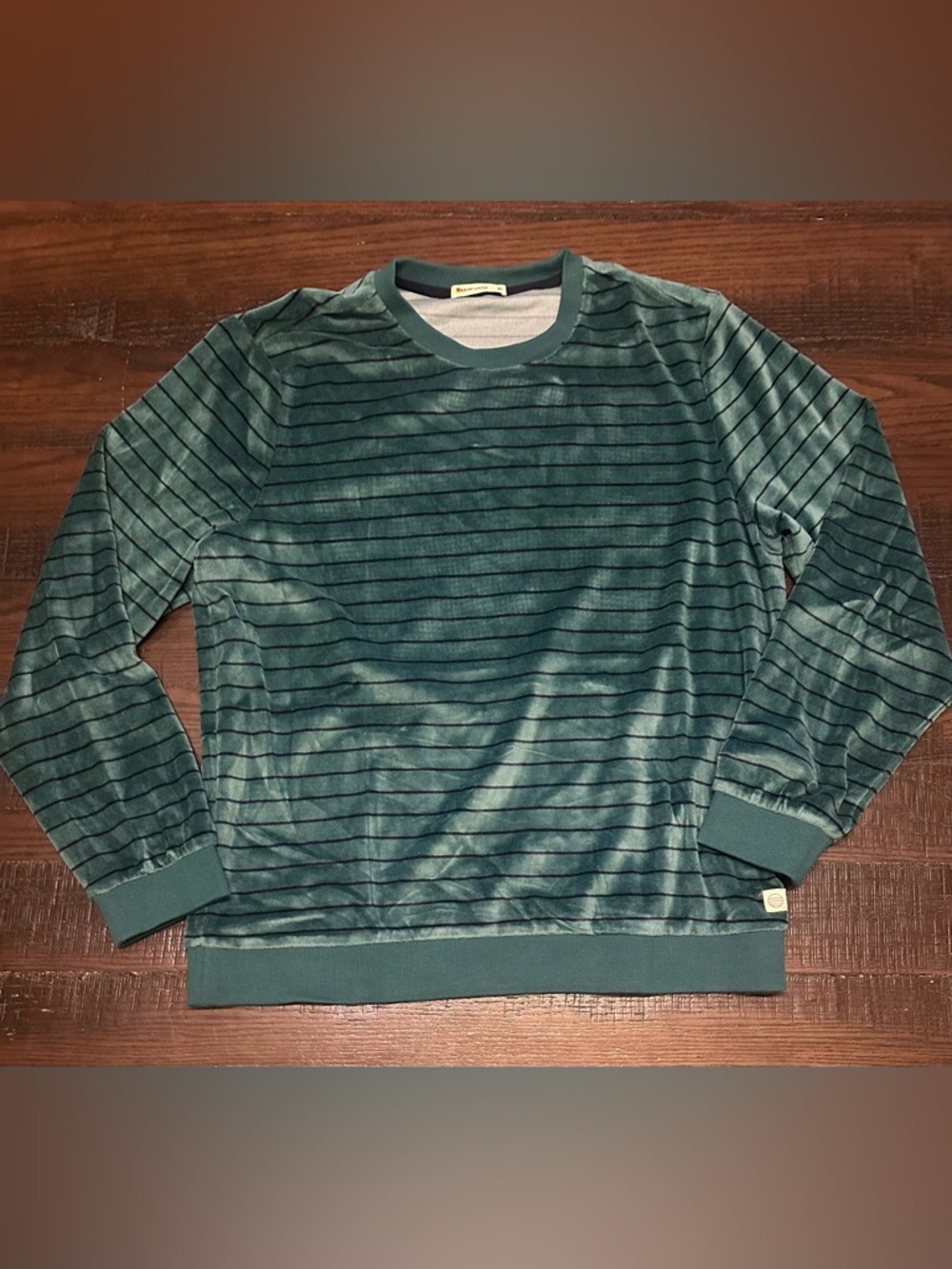 Marine Layer men's velvet crewneck Green Soft Lightweight Sweatshirt Size XL